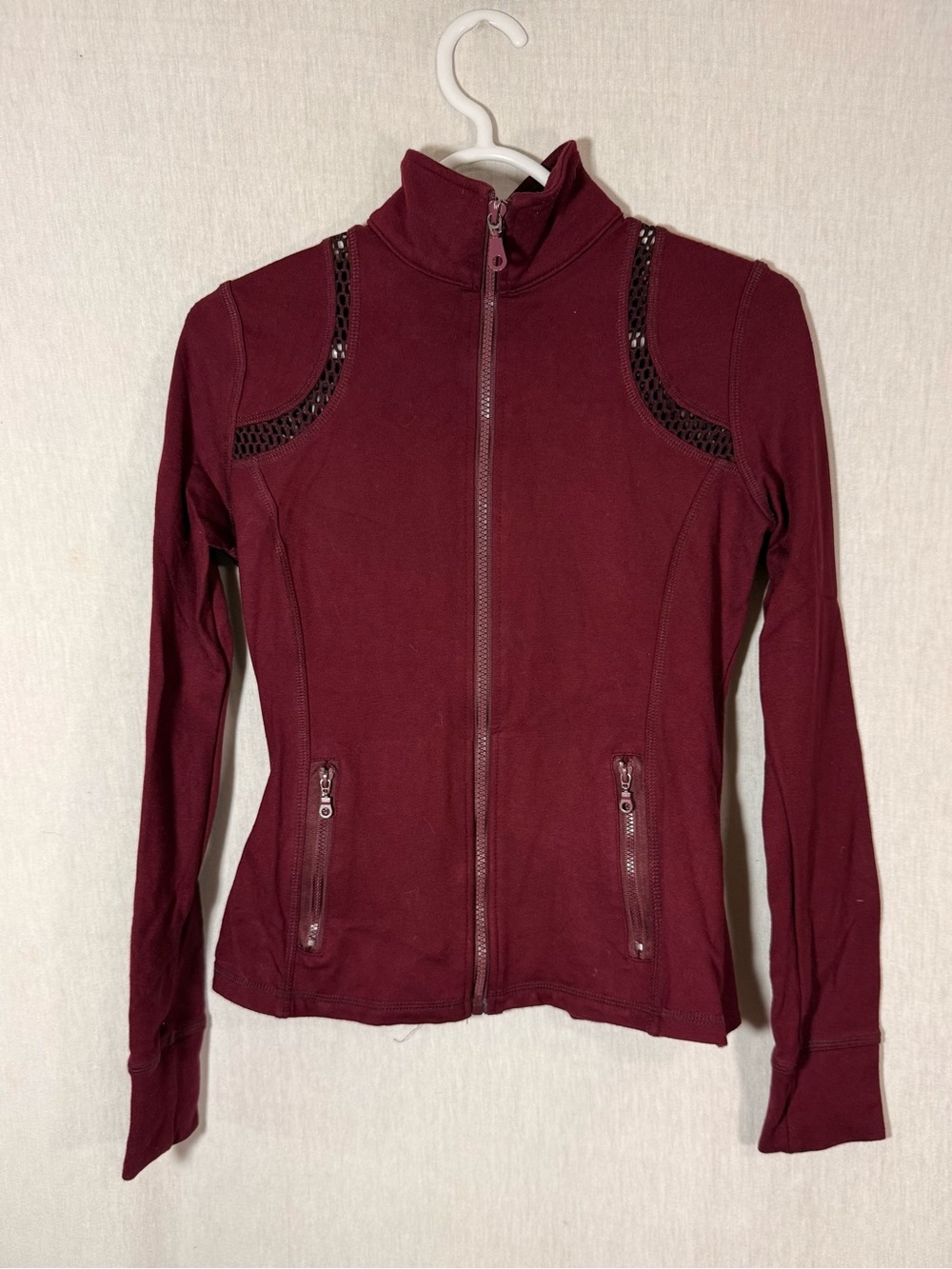 Elite Activewear XS Women’s Burgundy define style Jacket with mesh panels